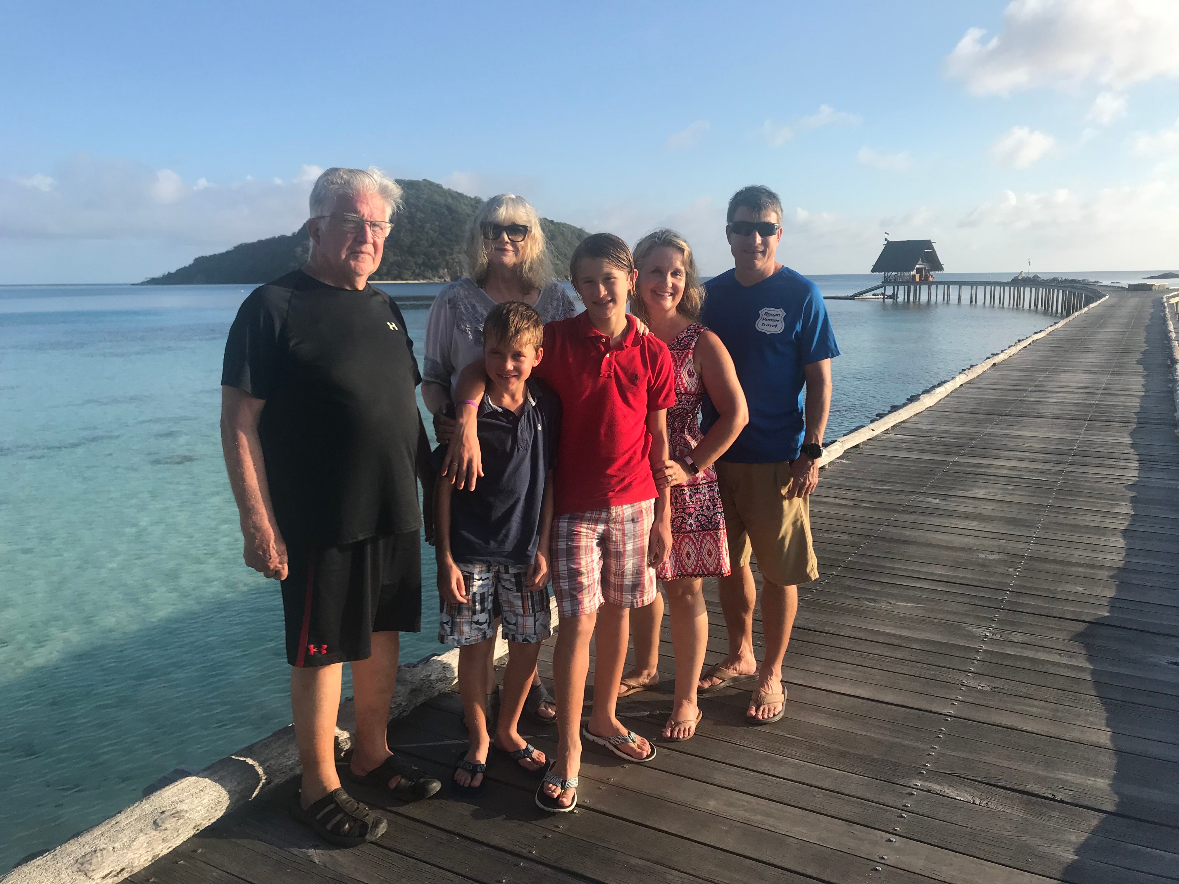 Mutli generational family on jetty