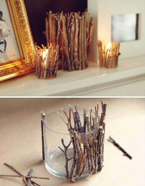 rustic twig candle holder homemade christmas decoration ideas