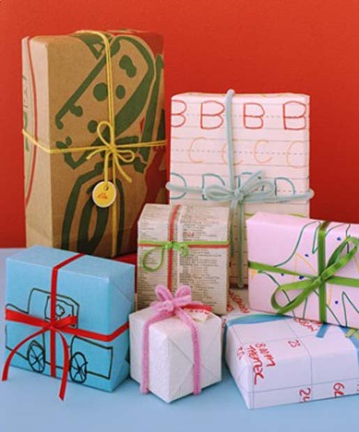Childrens artwork for giftwrapping