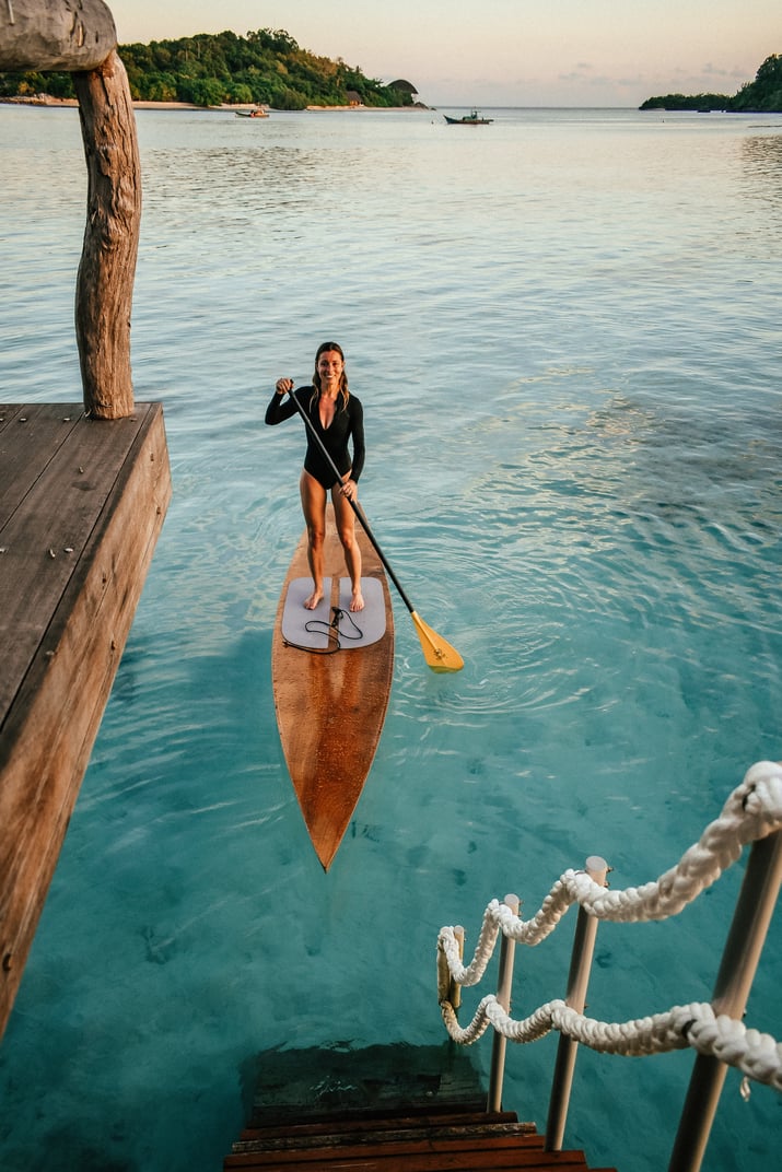paddleboard up to your accommodation at Bawah Reserve