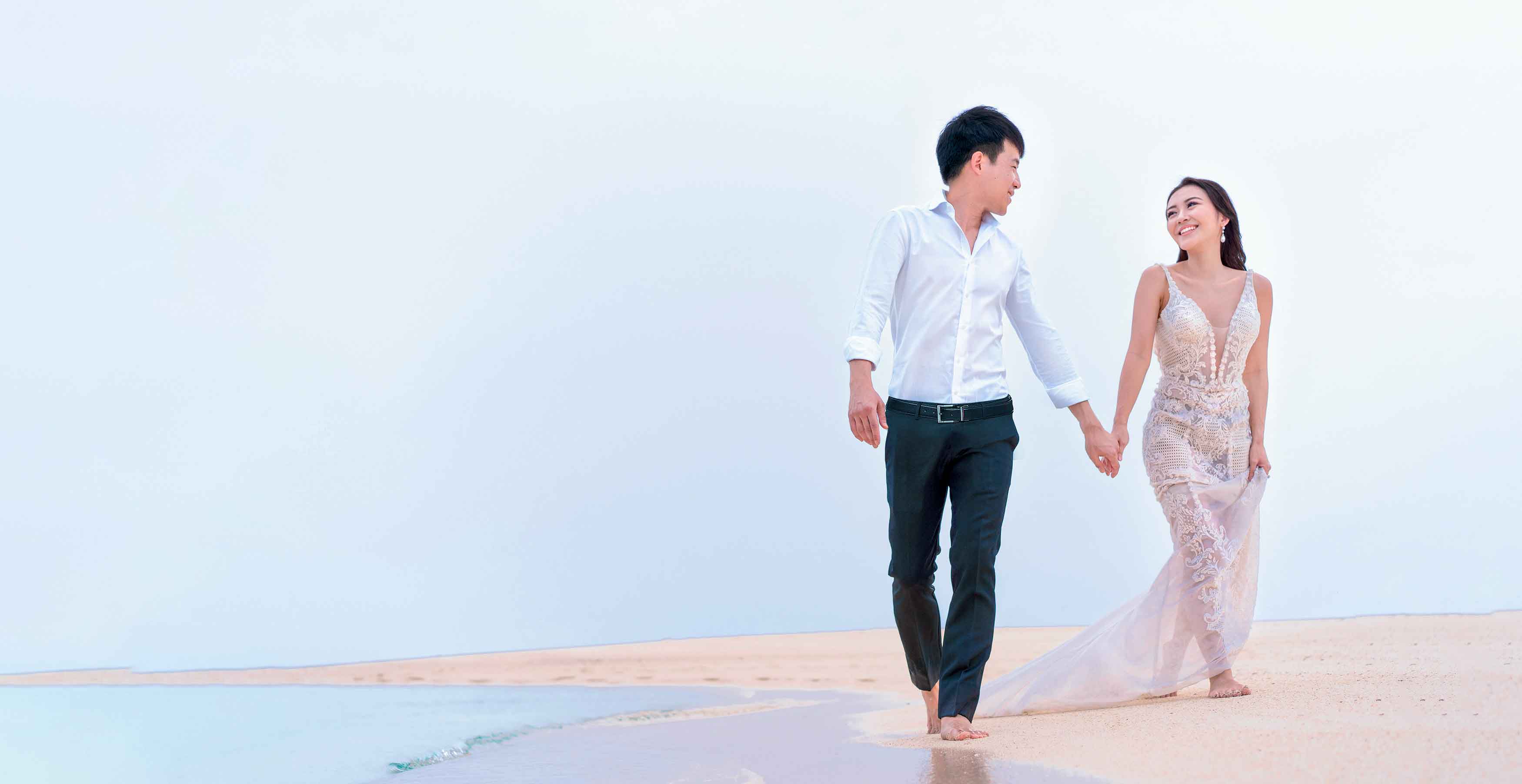 Wedding couple on the beach at Bawah Reserve, Destination wedding location